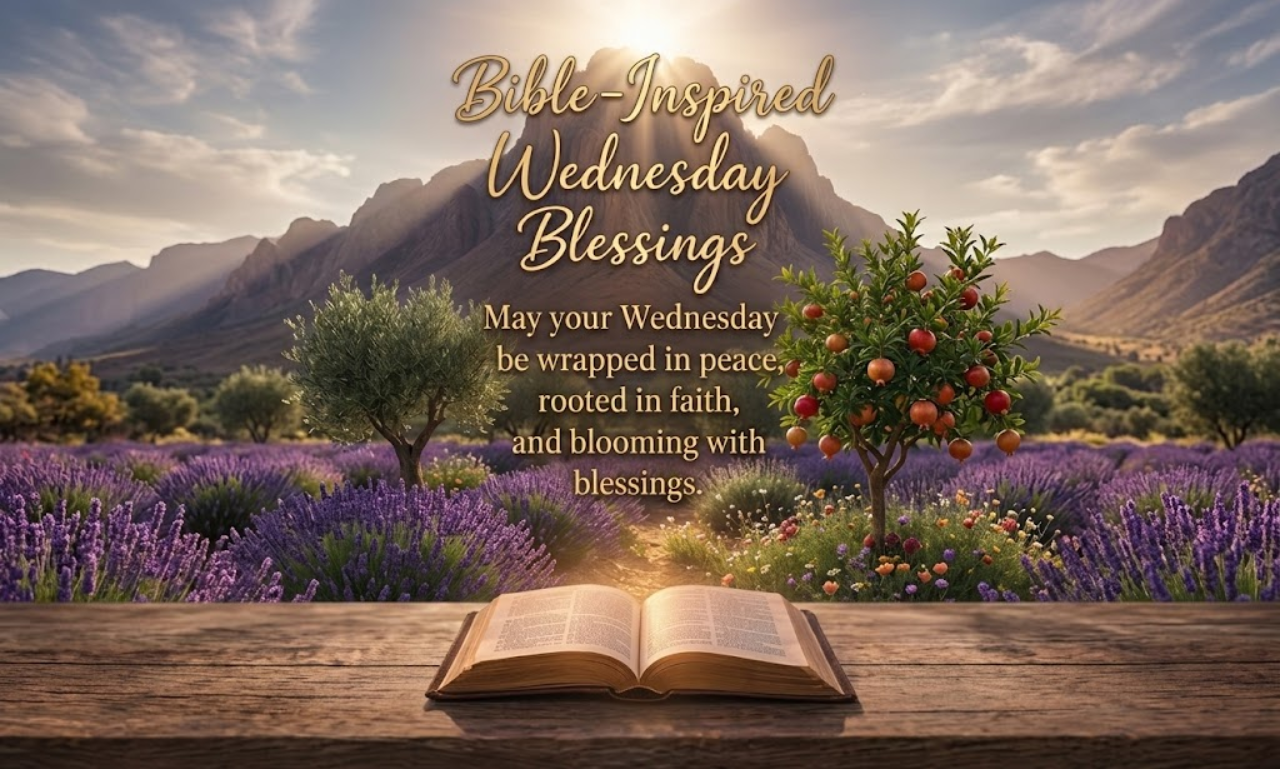 Bible-inspired Wednesday blessings with uplifting words of faith, hope, peace, and encouragement for the day.