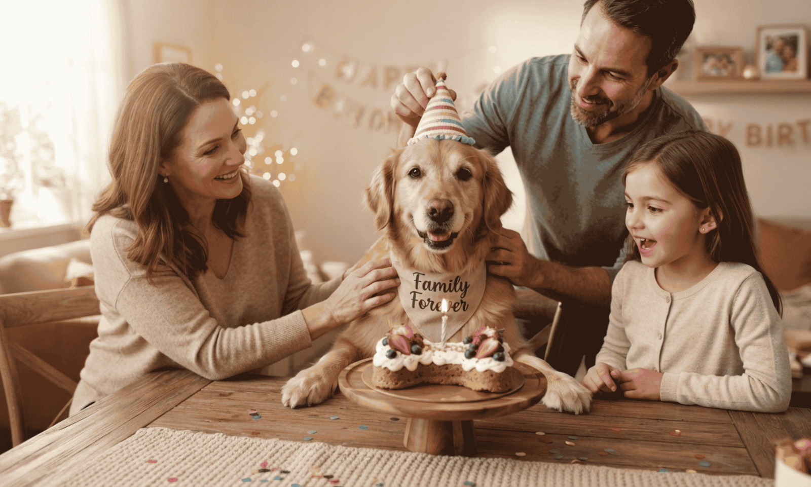 Birthday wishes for a beloved dog who became part of the family with heartfelt celebration