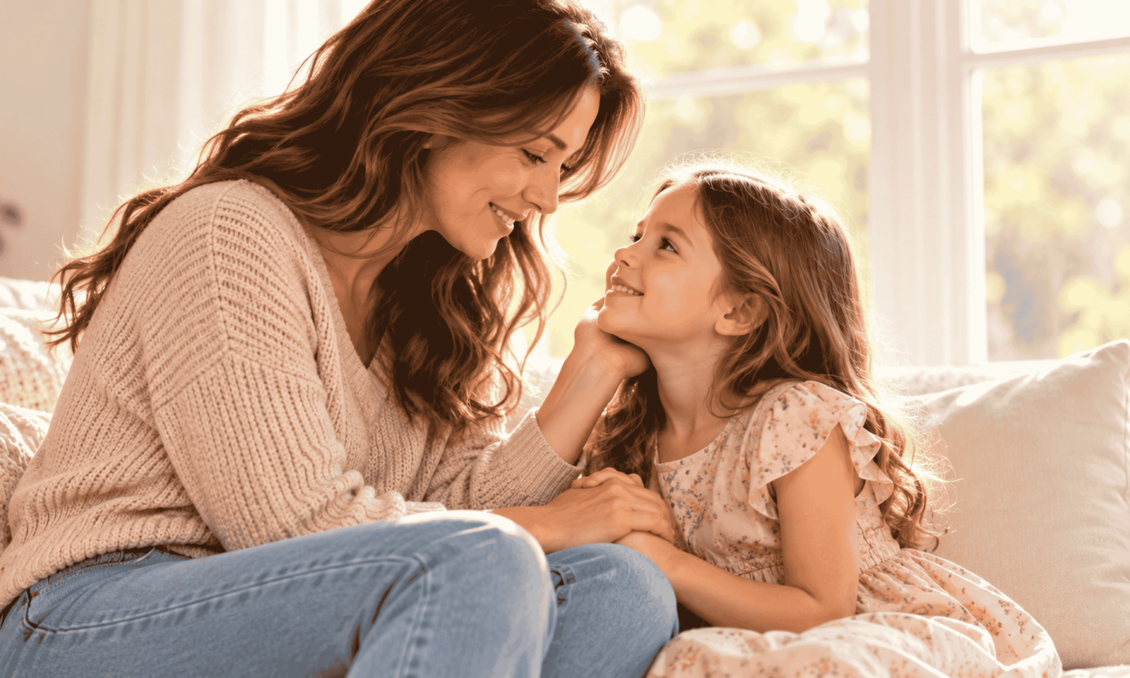 Mother and daughter sharing a loving moment together